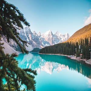 Image by jaywwild titled ’mountain, lake, trees’. Source: Pixabay