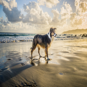 Image by 10756503 titled ’collie, dog, beach’. Source: Pixabay
