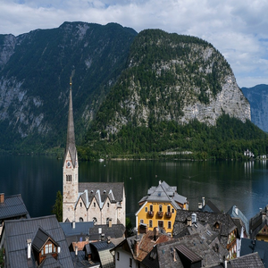 Image by NickyPe titled ’church, lake, houses’. Source: Pixabay