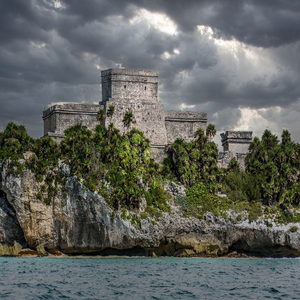 Image by raiKom titled ’mexico, temple, thunderstorm’. Source: Pixabay