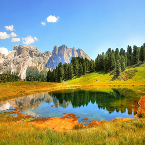 Image by kordi_vahle titled ’dolomites, val gardena, lake’. Source: Pixabay Image by kordi_vahle titled ’dolomites, val gardena, lake’. Source: Pixabay