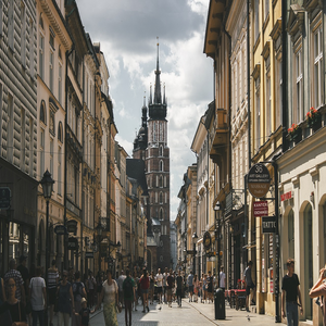 Image by DimaLiss titled ’street, tower, krakow’. Source: Pixabay
